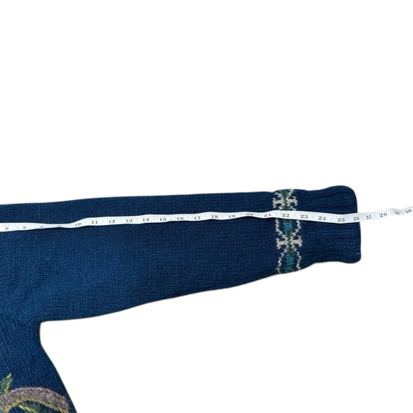 Lost Horizons Wool Peacock Handcrafted Sweater Jacket Womens L Fleece Lined Boho - Picture 7 of 12